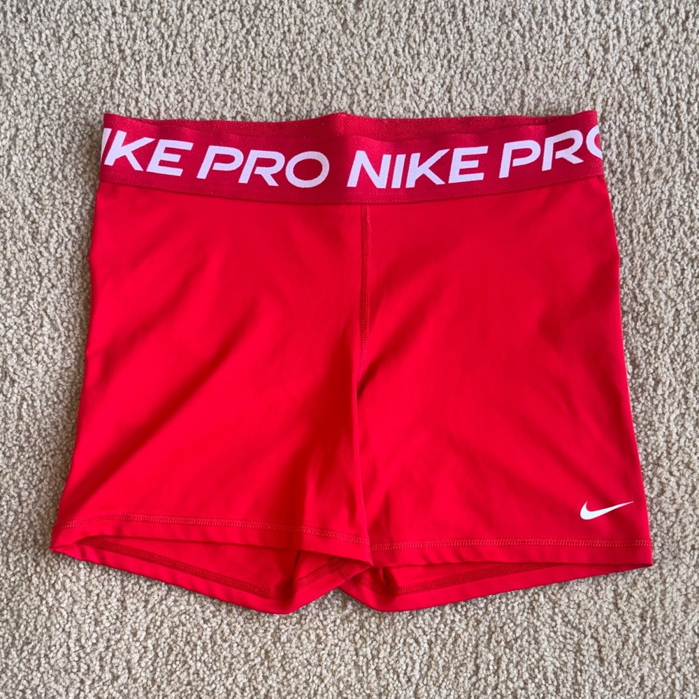 Nike Pro Red Performance Compression Shorts with Branded Waistband - 5 Inch